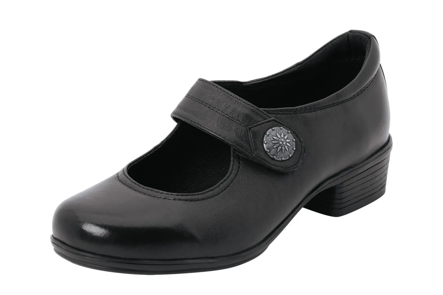 Womens Wide Fit Touch Strap Mid Heel Shoes - Harriette<DB Wider Fit Shoes Outlet