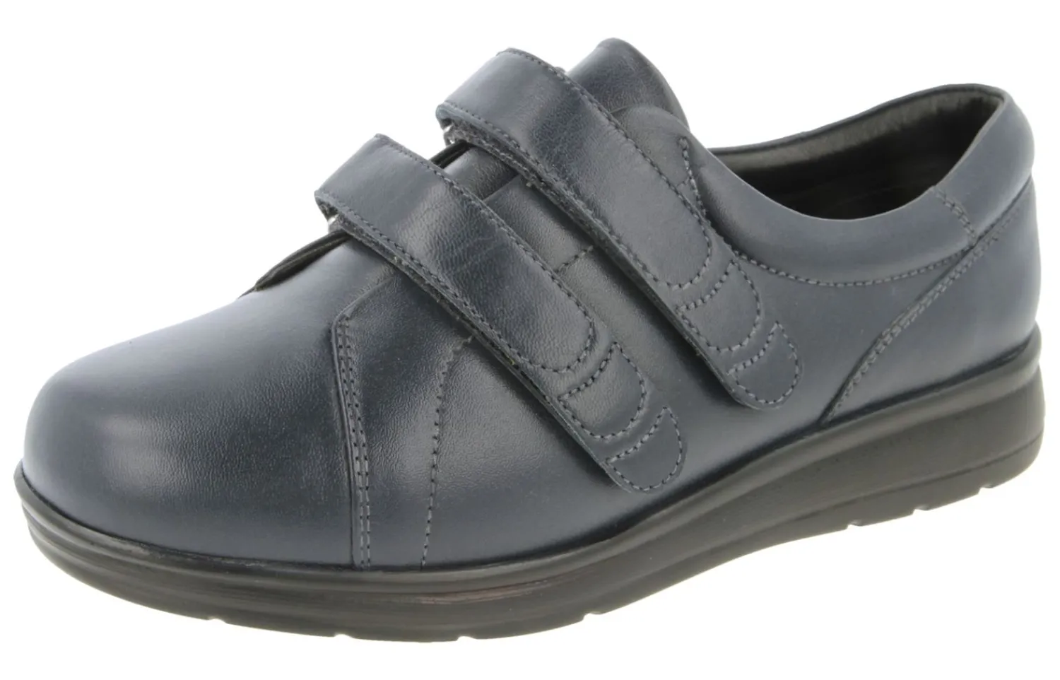 Womens Wide Fit Touch Strap Flat Shoes - Norwich<DB Wider Fit Shoes Discount