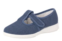 Womens Wide Fit Touch Strap Canvas Shoes - Scroll<DB Wider Fit Shoes New