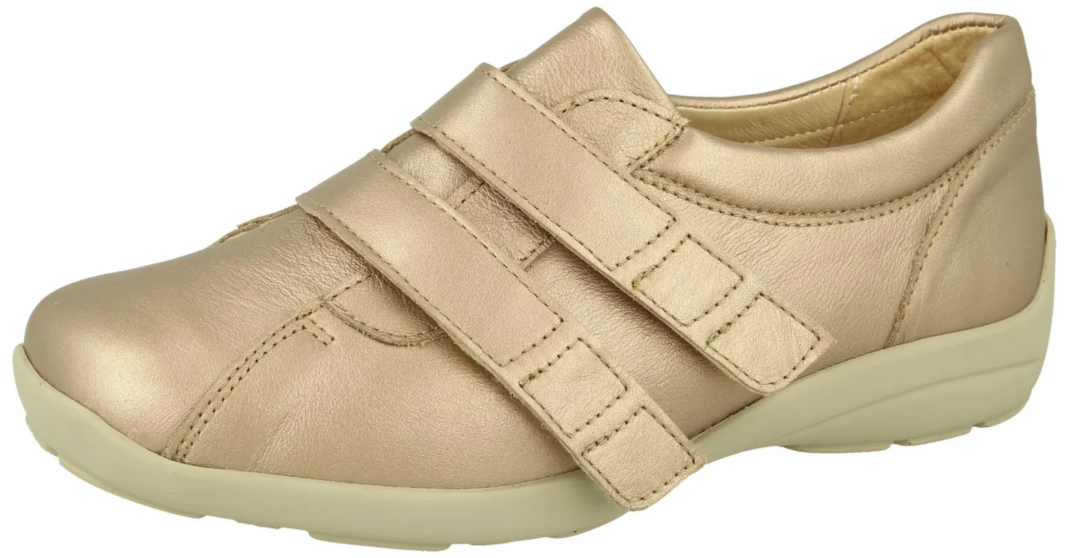 Womens Wide Fit Touch Strap Easy Access Flat Shoes - Bullfinch<DB Wider Fit Shoes Discount