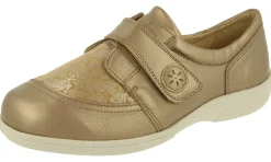 Womens Wide Fit Touch Strap Stretch Panel Flat Shoes - Owl<DB Wider Fit Shoes Fashion