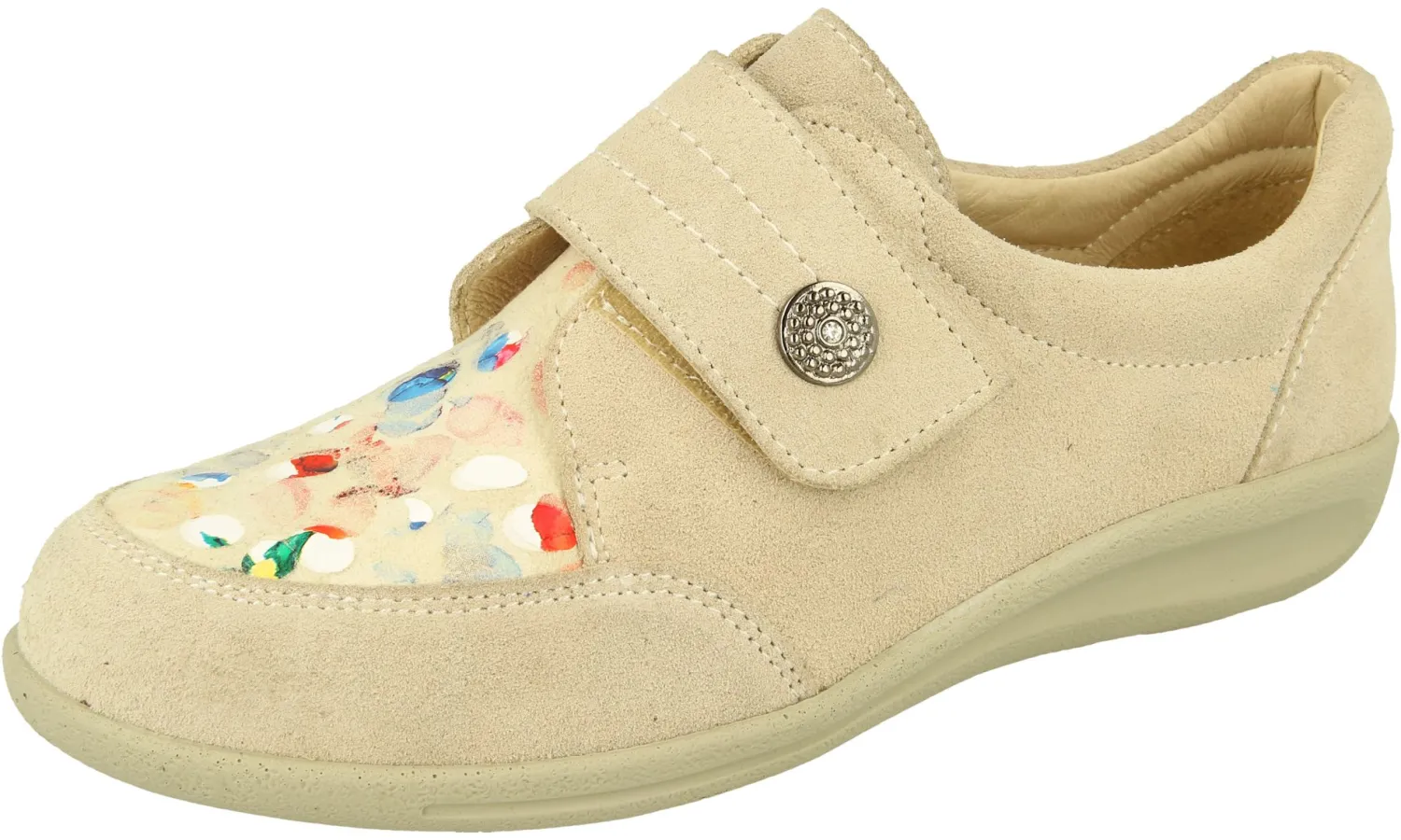 Womens Wide Fit Touch Strap Easy Access Flat Shoes - Royston<DB Wider Fit Shoes New