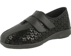 Womens Wide Fit Touch Strap  Stretch House Shoes - Azalea<DB Wider Fit Shoes Discount