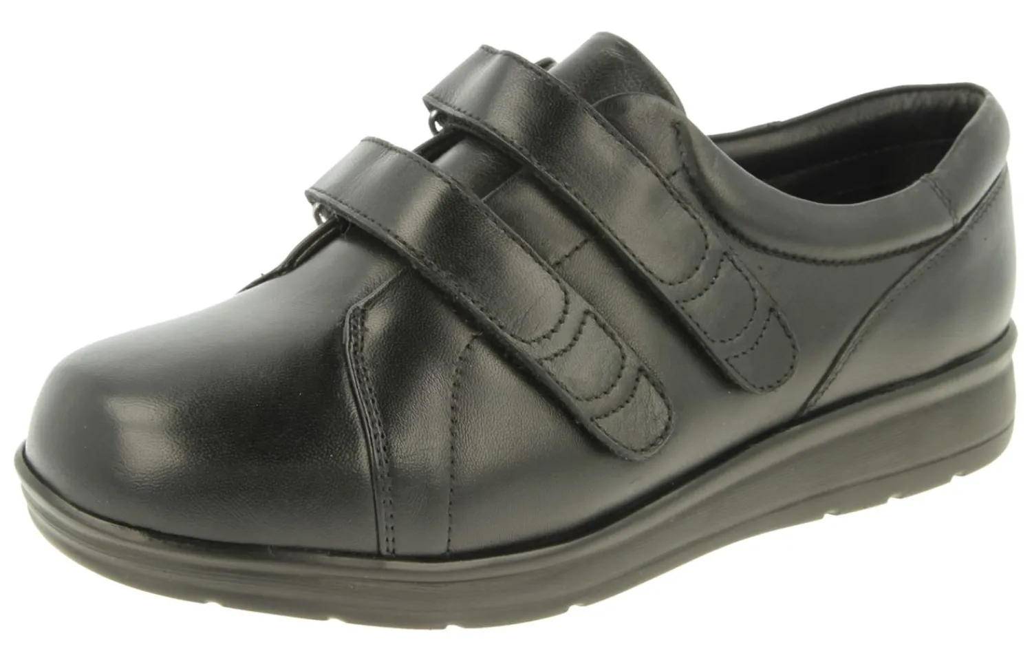 Womens Wide Fit Touch Strap Flat Shoes - Norwich<DB Wider Fit Shoes Discount