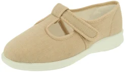 Womens Wide Fit Touch Strap Canvas Shoes - Scroll<DB Wider Fit Shoes New