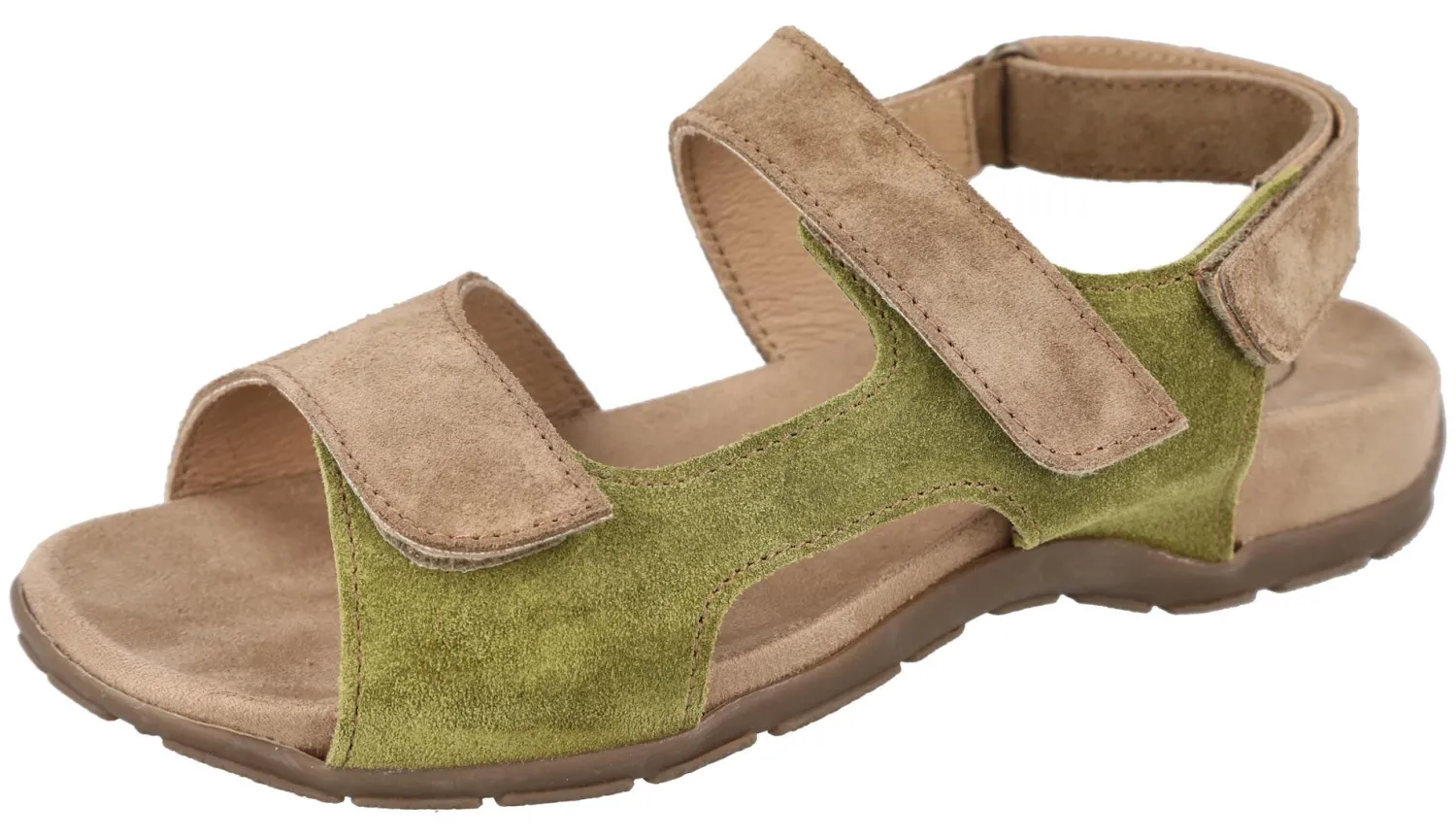 Womens Wide Fit Touch Strap Flat Sandal - Eucalyptus<DB Wider Fit Shoes Outlet