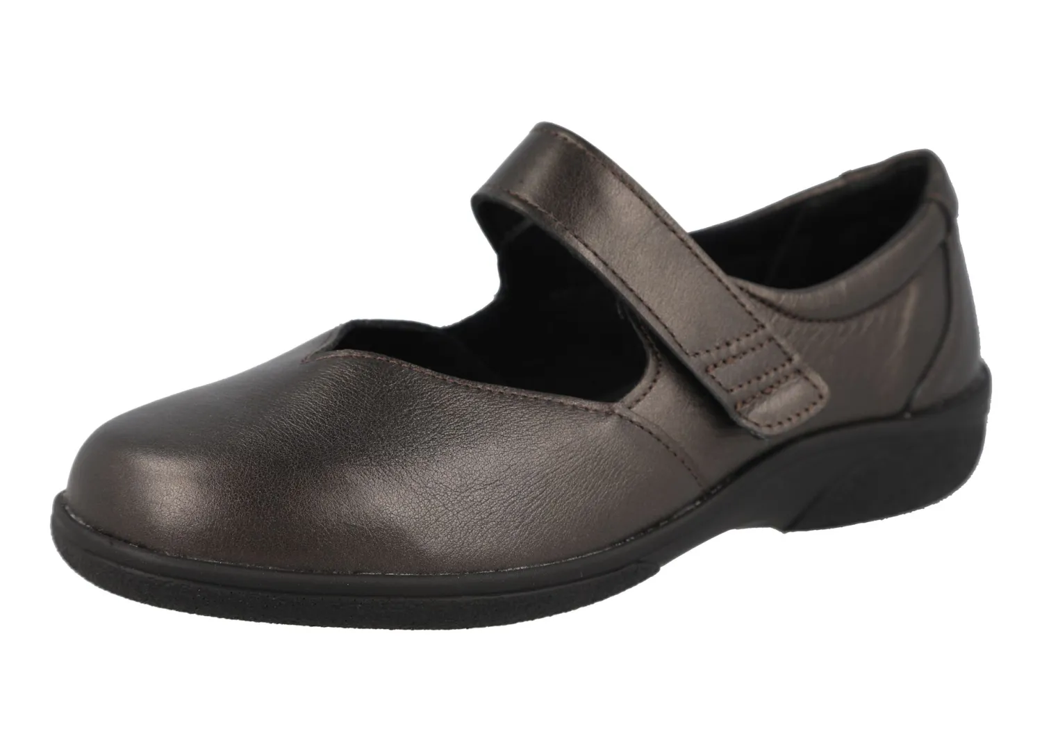 Womens Wide Fit Touch Strap Flat Shoes - Gull<DB Wider Fit Shoes Online