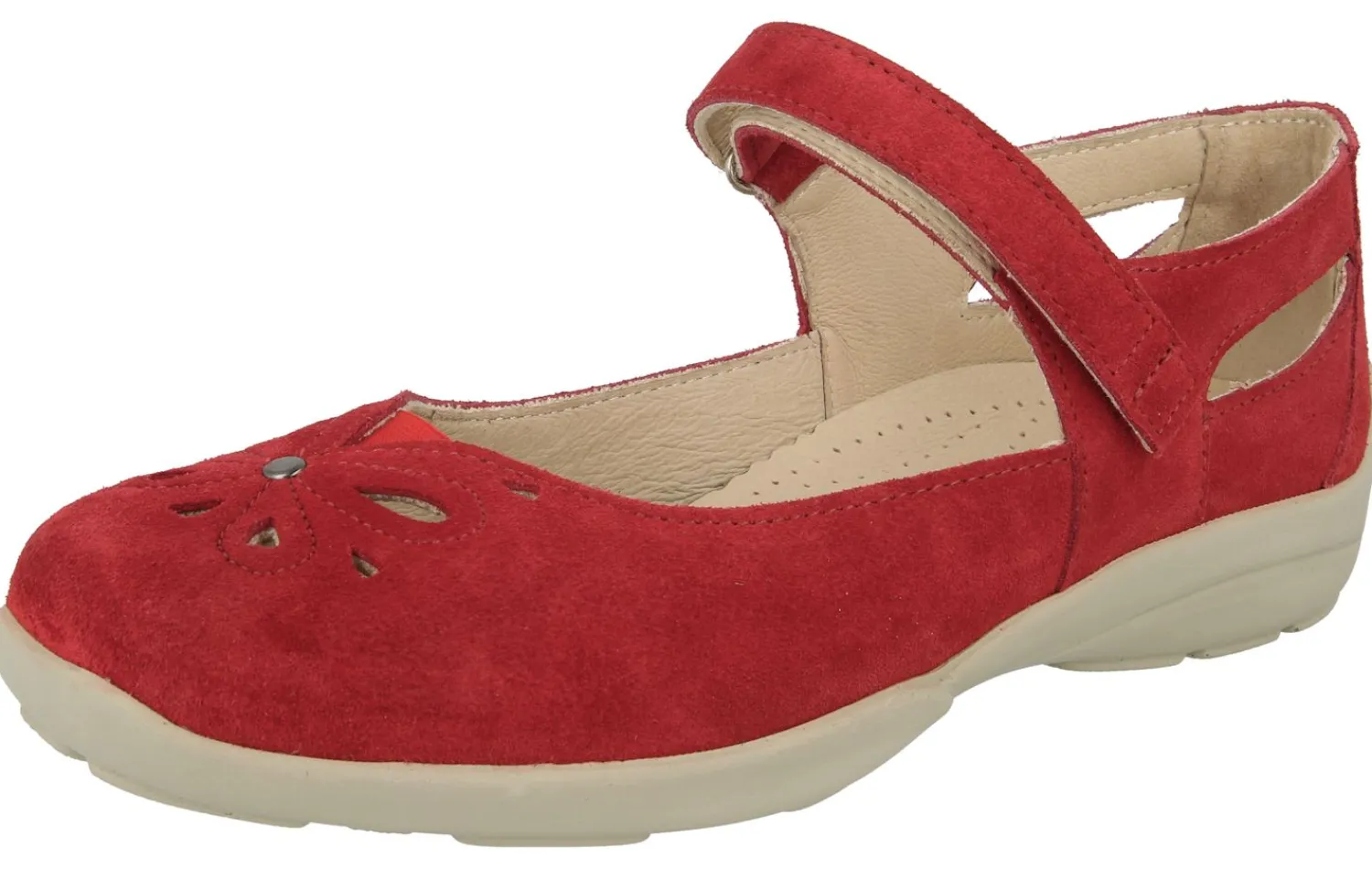 Womens Wide Fit Touch Strap Flat Shoes - Colby<DB Wider Fit Shoes Online