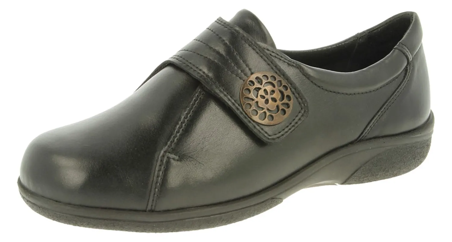 Womens Wide Fit Touch Strap Easy Access Flat Shoes - Pacific<DB Wider Fit Shoes Outlet