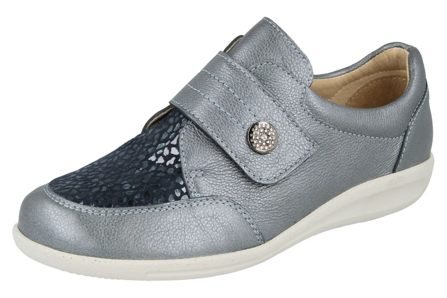 Womens Wide Fit Touch Strap Easy Access Flat Shoes - Royston<DB Wider Fit Shoes New