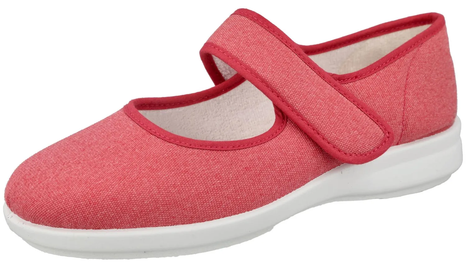 Womens Wide Fit Touch Strap Canvas Shoe - Teddy<DB Wider Fit Shoes New