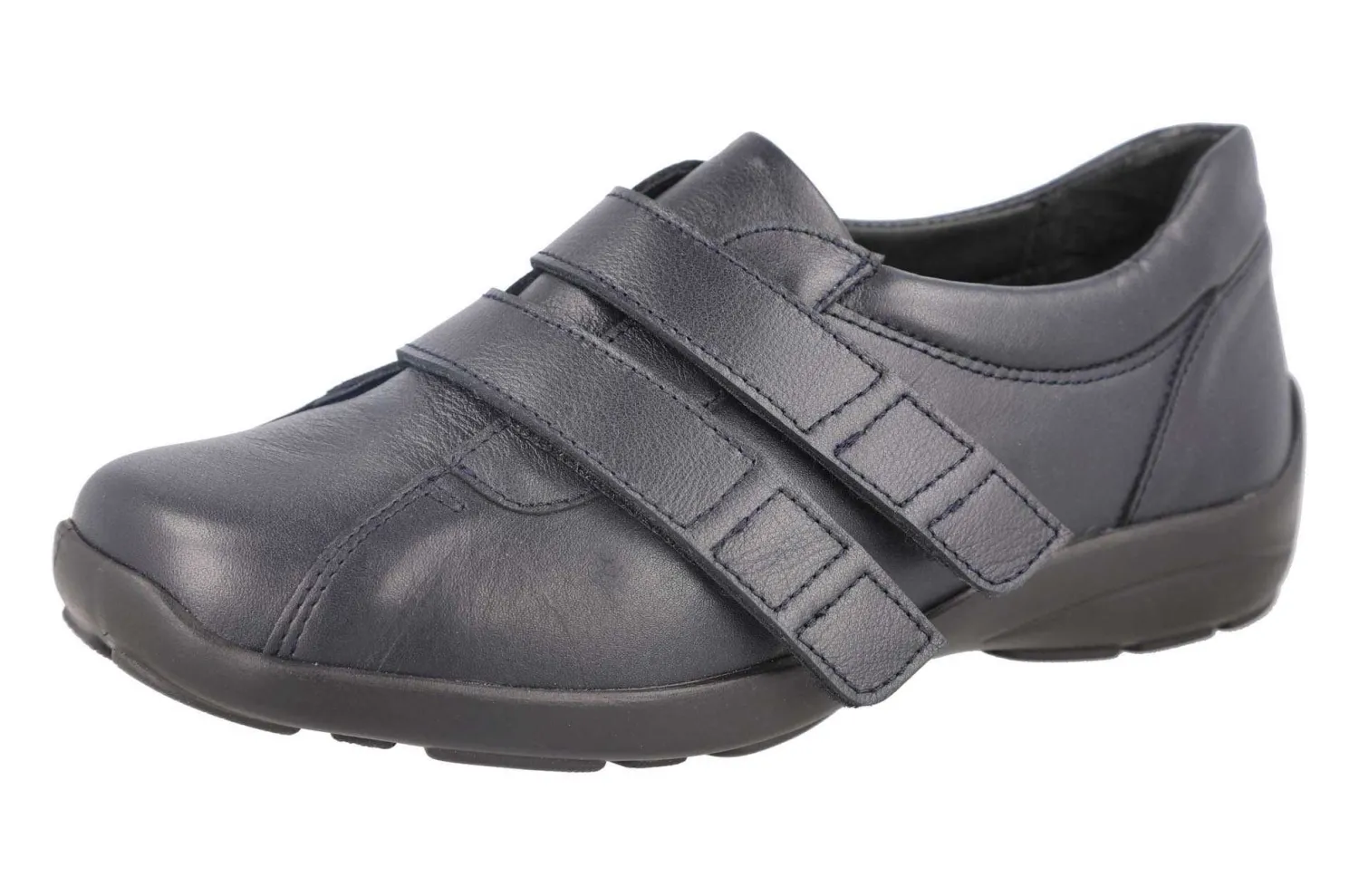 Womens Wide Fit Touch Strap Easy Access Flat Shoes - Bullfinch<DB Wider Fit Shoes Discount