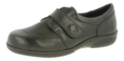 Womens Wide Fit Touch Strap Stretch Panel Flat Shoes - Owl<DB Wider Fit Shoes Fashion