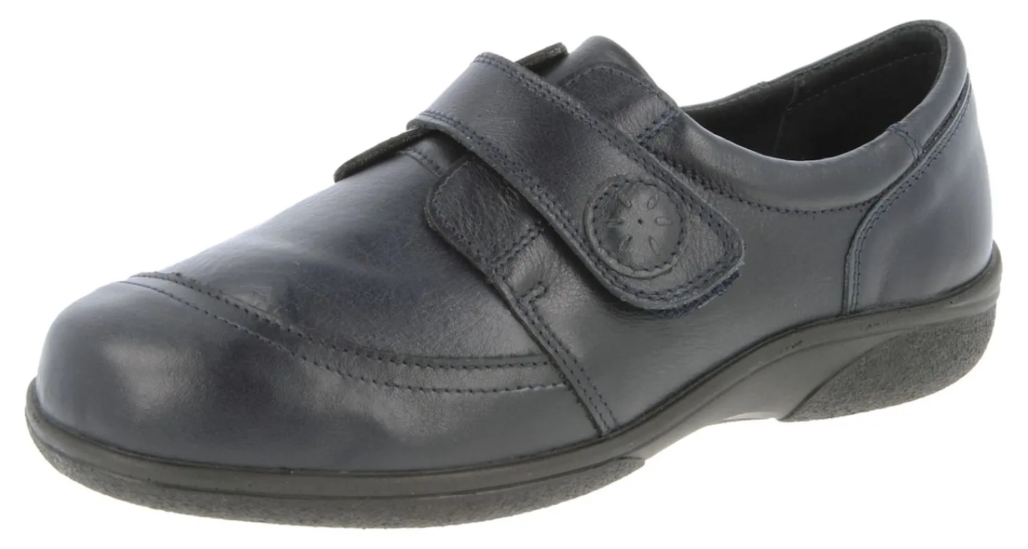 Womens Wide Fit Touch Strap Stretch Panel Flat Shoes - Owl<DB Wider Fit Shoes Fashion