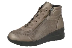 Womens Wide Fit Trainer Style Lace Up Wedge Boots - Antelope<DB Wider Fit Shoes Outlet