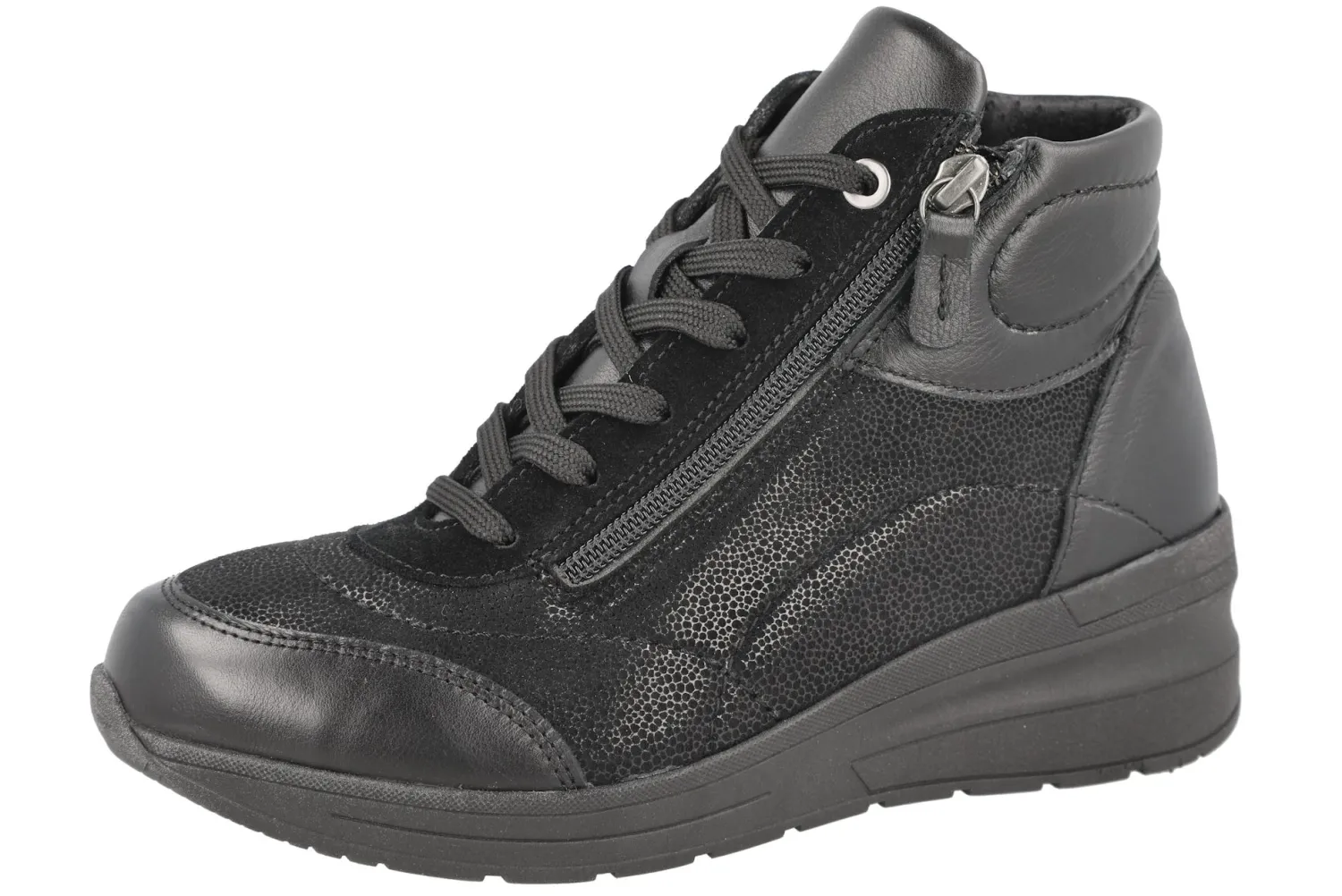 Womens Wide Fit Trainer Style Lace Up Wedge Boots - Antelope<DB Wider Fit Shoes Outlet