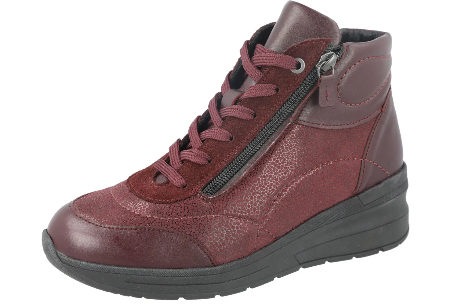 Womens Wide Fit Trainer Style Lace Up Wedge Boots - Antelope<DB Wider Fit Shoes Outlet