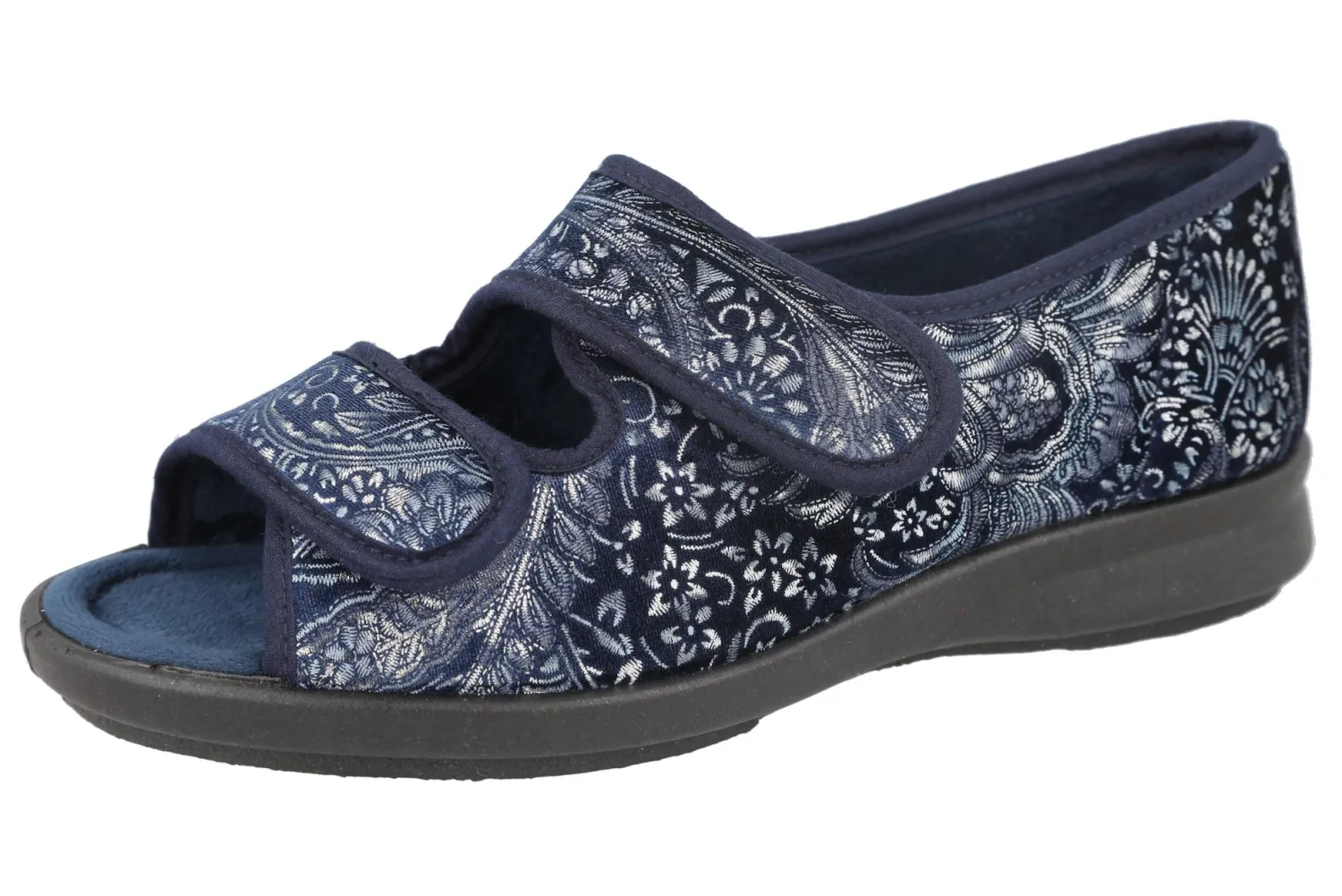 Womens Wide Fit Twin Strap Slippers - Hoe<DB Wider Fit Shoes Online