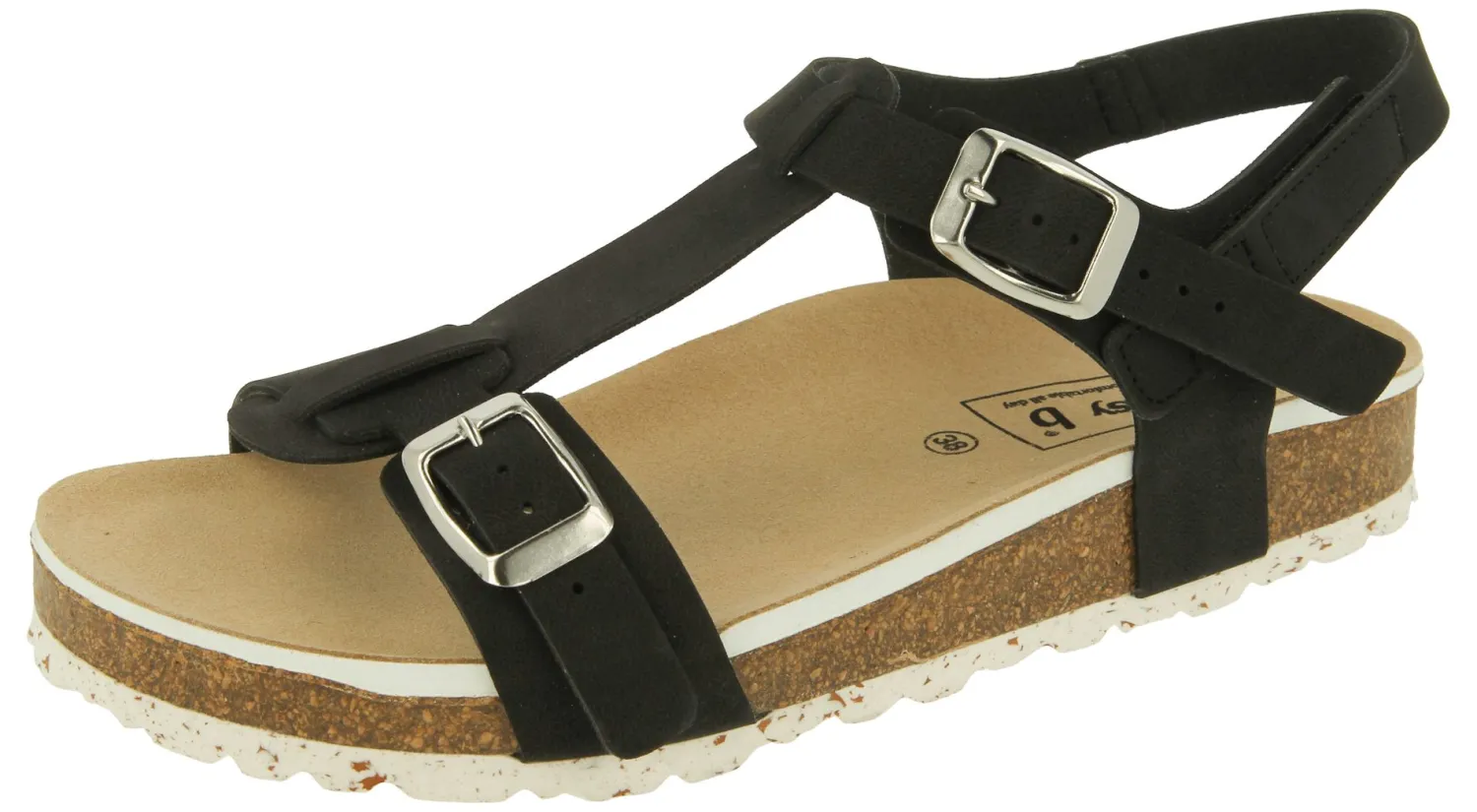 Womens Wide Fit Vegan Friendly Footbed Sandals - Regan<DB Wider Fit Shoes Discount