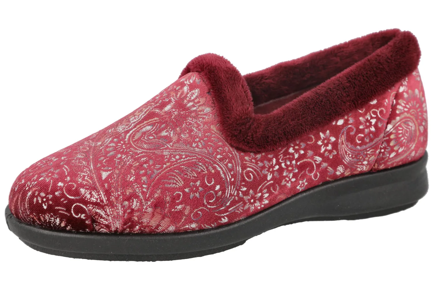 Womens Wide Fit Velour Slippers - Devizes<DB Wider Fit Shoes Hot