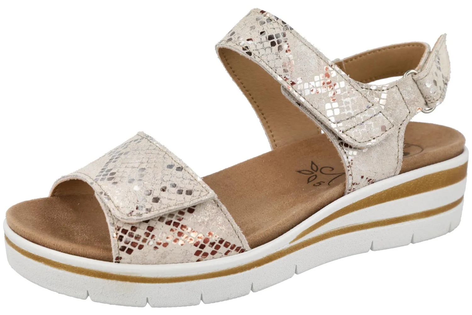 Womens Wide Fit Wedge Heel Sandal - Fan<DB Wider Fit Shoes Discount