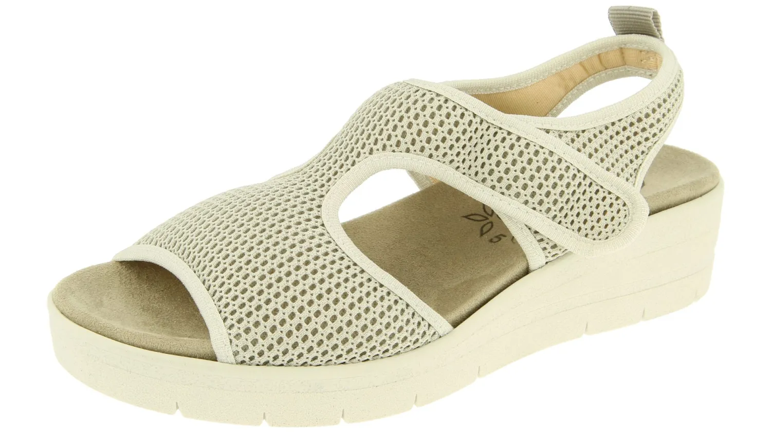 Womens Wide Fit Wedge Stretch Sandals - Dove<DB Wider Fit Shoes Fashion